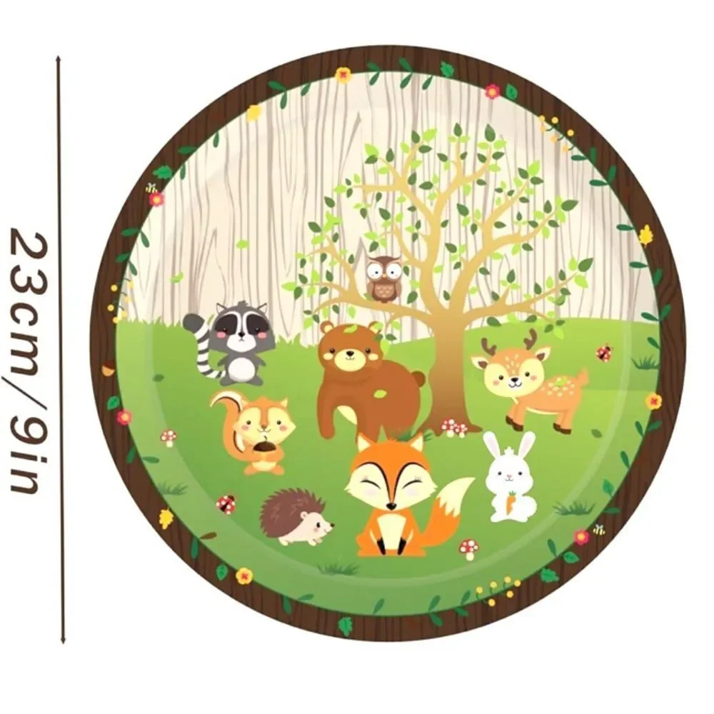 24 Pcs Woodland Animal Dessert Plates